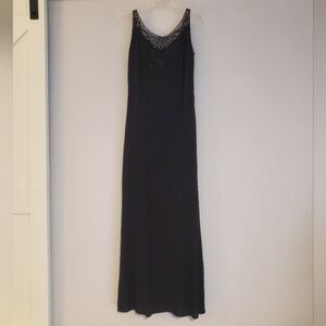 Vtg Remini By Shaw 10 Black Beaded Gown Maxi Dress Romantic 90s Gothic Formal